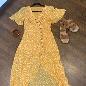 flower print, asymmetrical, spring dress